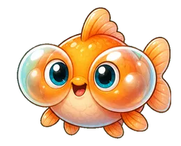 Beyonsea, A bubble-eye goldfish who looks like she is wearing water-balloon glasses.