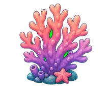 Pastel coral and kelp decoration cluster