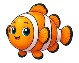 Nemoji, An orange-and-white clownfish who treats every shell like a stage.