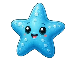 Stardust, A blue starfish who brings a little moonlit calm to the sand.